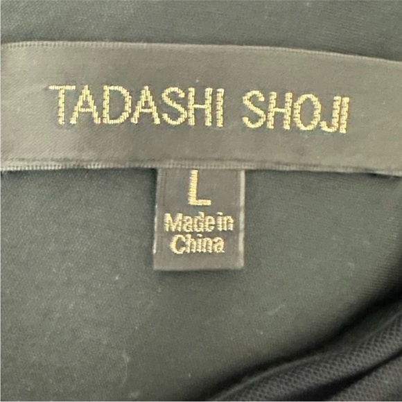 Tadashi Shoji Black Asymmetrical Ruched Midi Dress - Picture 7 of 9